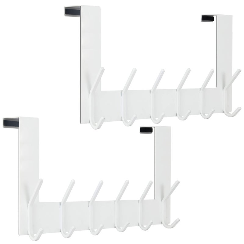 WEBI Over The Door Hook White,Over The Door Towel Rack,Door Hanger,Door Coat Towel Hanger,Door Coat Rack for Hanging Clothes,Jacket,Back of Bathroom,2 Packs - Image 1